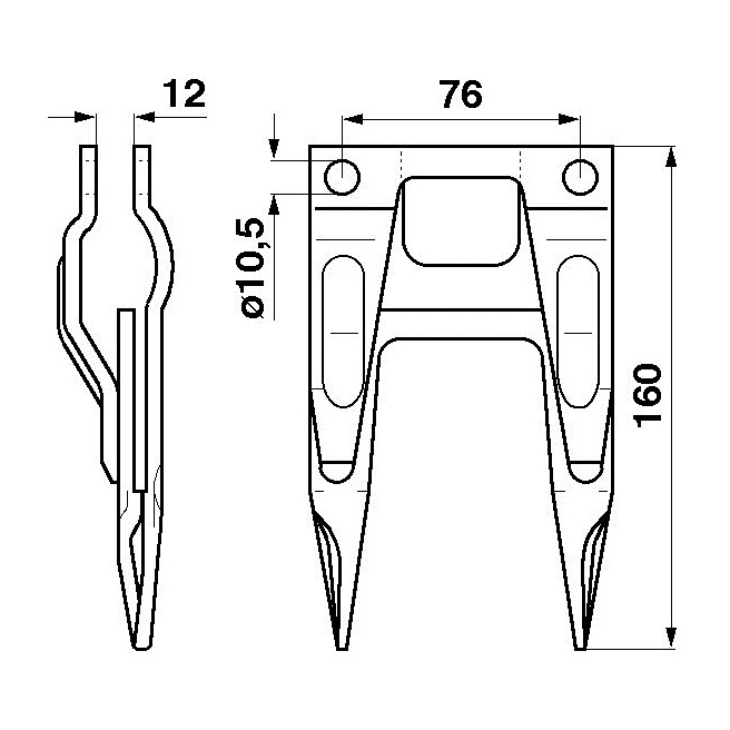 JAG01-0003 Bagnet podwÃ³jny blaszany - System Schumacher Easy Cut II (rozstaw 12mm)-SCH