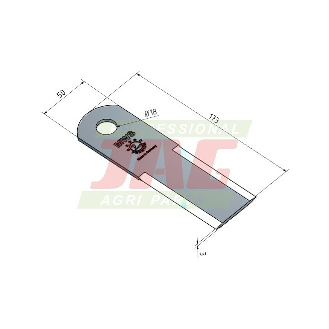 JAG01-0032 NÃ³Å¼ sieczkarni ruchomy gruboÅ›Ä‡ 3mm MWS Germany