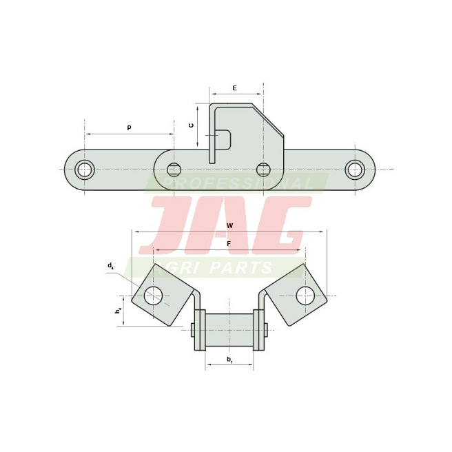 CA550V/F14/J2A Łańcuch elewatorowy wzmacniany ROLLON-SOLID
