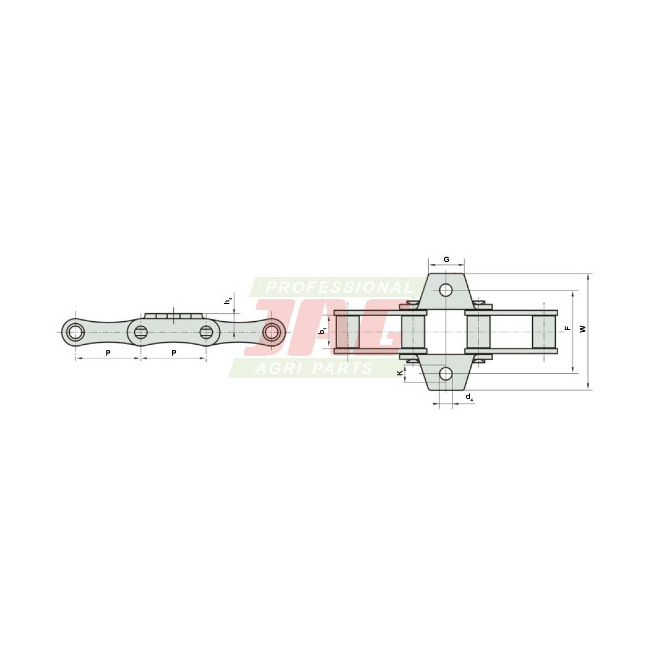S52/2K1/J2A Łańcuch podajnika pochyłego